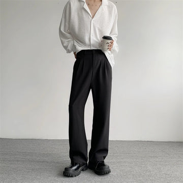Aidase Khaki Black Suit Pants Men Fashion Social Men Dress Pants Korean Casual Loose Straight Pants Men Office Formal Trousers M-2XL aidase-shop